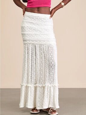 Lulu's White Crochet Maxi Skirt